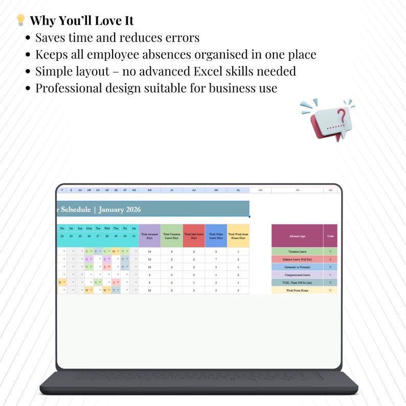 Employee Leave Management Tracker 2026 | Absence Tracker Excel & Google ...