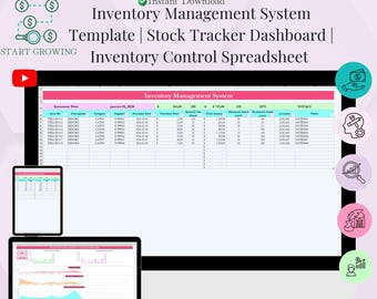 Hoja de cálculo de seguimiento de inventario para pequeñas empresas | Sistema de gestión de inventario en Excel y Hojas de cálculo de Google. Plantilla de inventario de existencias, pedidos y productos.