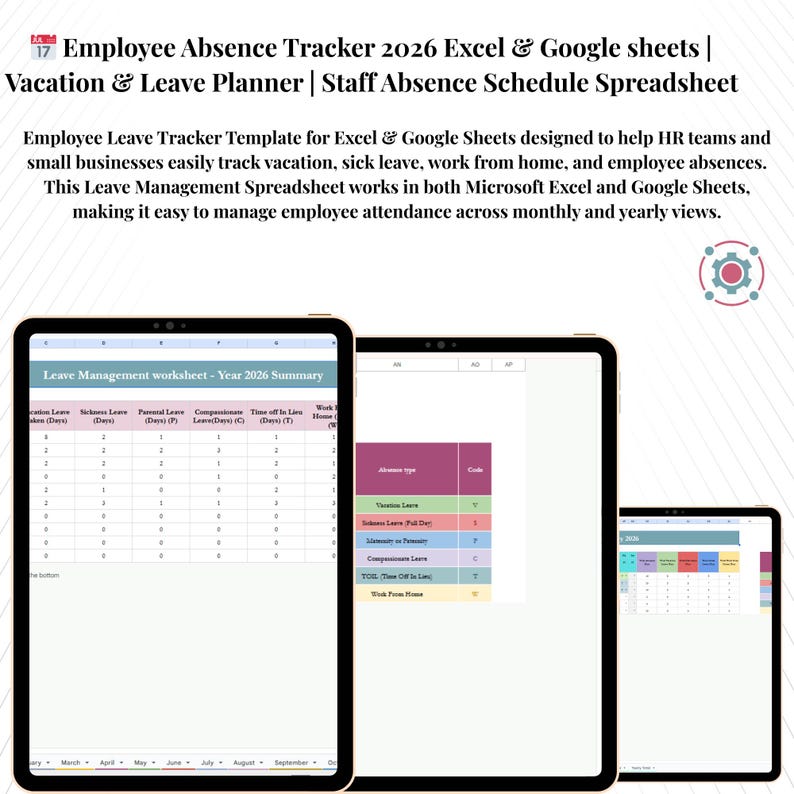 Employee Leave Management Tracker 2026 | Absence Tracker Excel & Google ...