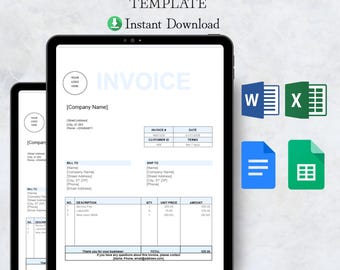Plantilla de factura editable todo en uno | Google Docs, Microsoft Word, Excel y Hojas de cálculo de Google Contabilidad para pequeñas empresas: sencilla y fácil de gestionar
