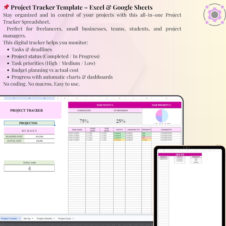 Project Tracking Spreadsheet Layout Project Tracker Excel & Google Sheets - Multi Projects | Project ...