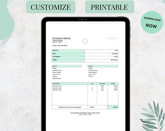 Plantilla de factura para Word y Google Docs. Factura profesional editable. Formulario de facturación para pequeñas empresas. Vendedores online. Contabilidad.