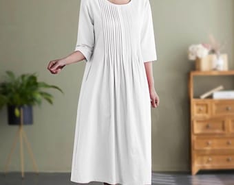 Camisón de lino Ropa de dormir de luna de miel Vestido de noche de mujer Vestido lencero victoriano Camisones elegantes blancos