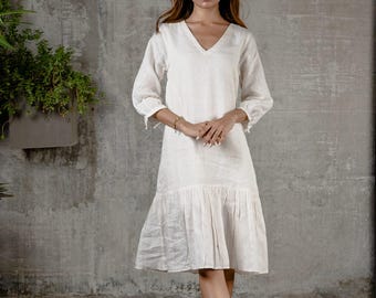 Vestido de lino Vestido lencero de lino Vestido túnica Vestido de verano camisón Lencería sexy Ropa de dormir vintage Camisón de mujer Camisón corto