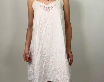 Camisón indio antiguo, camisola francesa, camisón bordado a mano, camisón corto blanco.