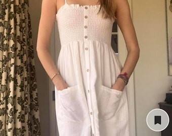 Camisón indio de lino, maxicamisa, patrón de costura, ropa de dormir fruncida, vestido estilo cottagecore, camisón.