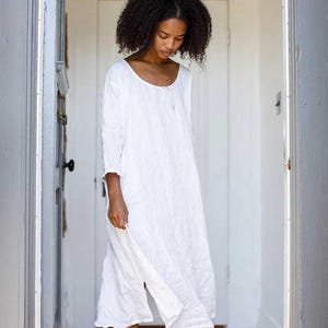 white christmas dresses 100% Organic Linen Nightgown Natural / Medium main image 0