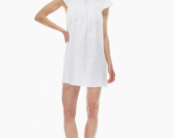 Camisón de lino, camisón bohemio, vestido de noche, vestido de delantal, camisón de noche, camisón de boda, vestido de cama corto, vestido de dormir Cottagecore