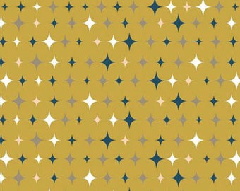 Twinkle Yellow Stars Hearts Bedtime Gold Star Fabric Printed by Spoonflower BTY