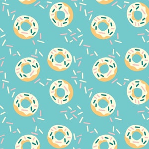 Food Trucks - Doughnuts Aqua Teal by Jeanie Phan from Paintbrush Studio Fabrics