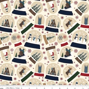 Riley Blake Fabric の Let Is Snow Main クリーム フランネル