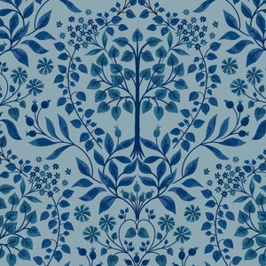 Brensham - Trees French Blue from Lewis and Irene Fabric