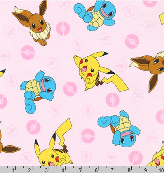 Pokemon Character Toss Pink From Robert Kaufman Fabric Etsy Uk