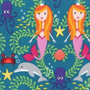 Mer-Mates - Siren Sisters Lagoon Teal Blue from Michael Miller