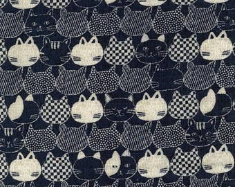 Mist Cat OXFORD Charcoal from Kokka Fabric