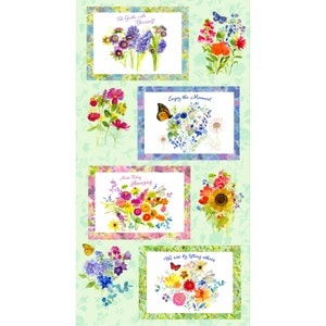 My Happy Place - Placement PANEL 24 Inches by Sue Zipkin from Clothworks Fabric