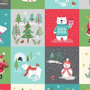 Let It Snow - Character Blocks PANEL 23 Inches from Makower UK  Fabric