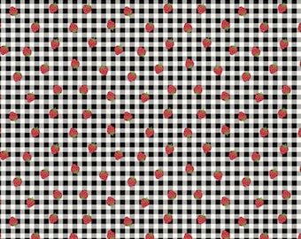 Miel de fresa - Cuadros a cuadros negros fresa de Andover Fabrics