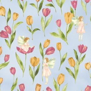 Pequeña carta de amor: hada de los tulipanes en azul de UN/NO Fabric