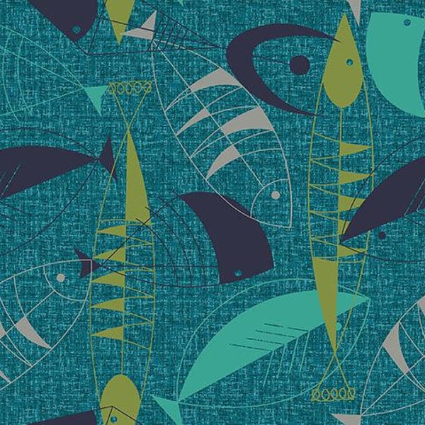 Fish Hope - Teal Fish from Paintbrush Studio Fabric