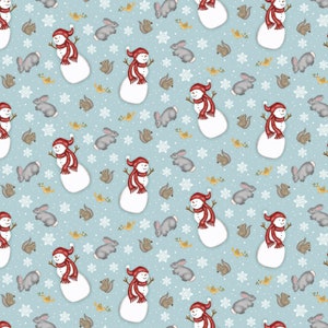 Snowman’s Dream - Tossed Snowkids Snowman Animals from Studio E Fabrics