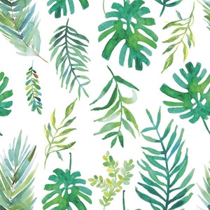 Tropicale - Leaves White from 3 Wishes Fabric