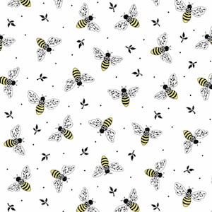 Bee Happy - Flight Bees White from Andover Fabrics