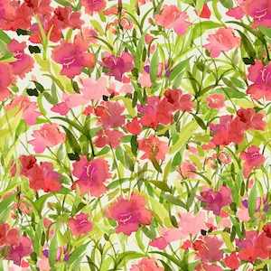 My Happy Place - Dianthus Coral by Sue Zipkin from Clothworks Fabric