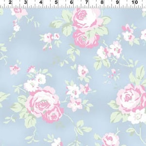 Madeline - Roses Toss Blue from Clothworks