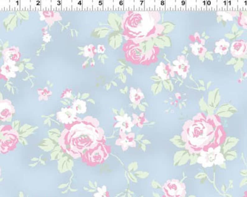 Madeline Roses Toss Blue from Clothworks