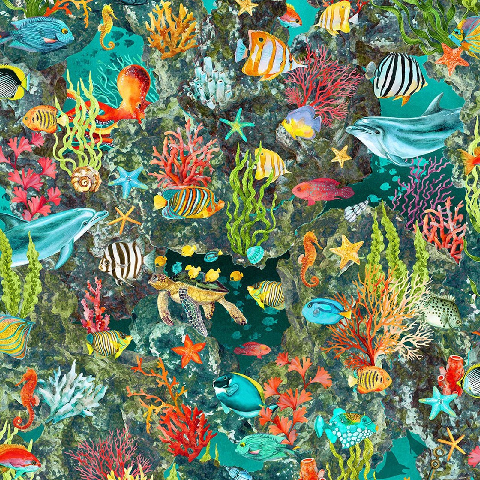 prijs koppel Het is goedkoop Calypso II Reef Coral Fish Teal by Jason Yenter From in the - Etsy