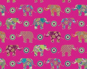Regreso a la Esperanza - Elephant Wonder Fucsia Metalizado de Benartex Fabrics