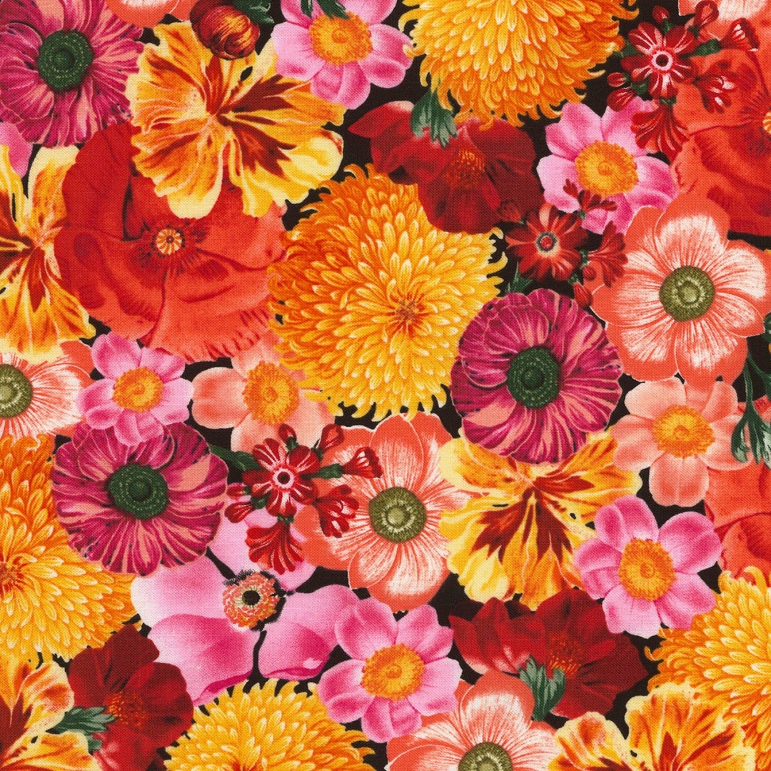 Wild Garden - Packed Flowers From Timeless Treasures Fabrics - Etsy