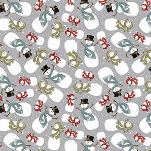 Snowman’s Dream - Tossed Snowmen Grey from Studio E Fabrics