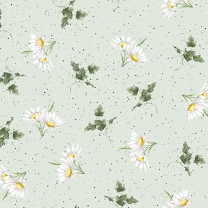 Bramble Patch - Daisy Toss Green Mint by Hannah Dale from Maywood Studio Fabric