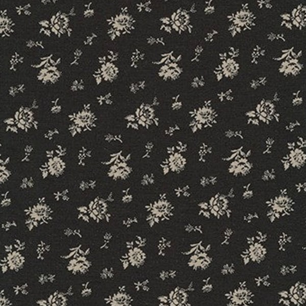 Black Floral Fabric - Etsy
