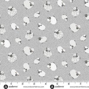 Fun On The Farm - Woolly Sheep Grey from Makower UK  Fabric