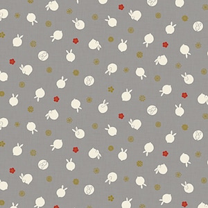 Usagi II - Rabbit Earthy Grey from Quilt Gate Fabric