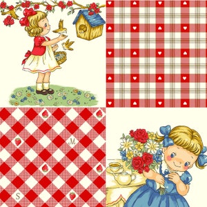 Margaret And Sophie 6 - Love Strawberry Red PANEL 20 Inches from Quilt Gate Fabric