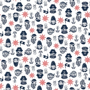 Walk the Plank - Pirate Faces White from Timeless Treasures Fabric