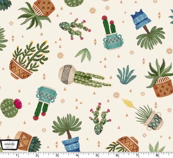 Adobe Canyon - Cactus Plants Cream From Michael Miller Fabric - Etsy