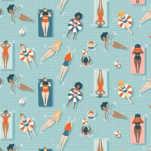 Beach Hair Don't Care - Pool Day Aqua från Camelot Fabrics