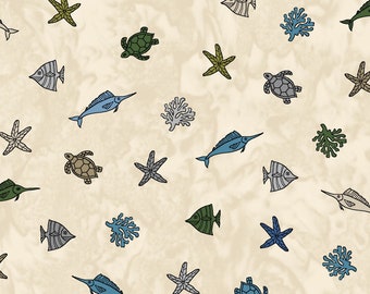 Turtle Bay - Mini Sealife Ecru from Maywood Studio Fabric