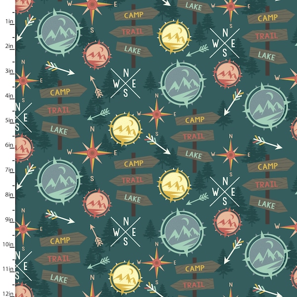 Live Your Adventure - Here’s Your Sign Turquoise from 3 Wishes Fabric