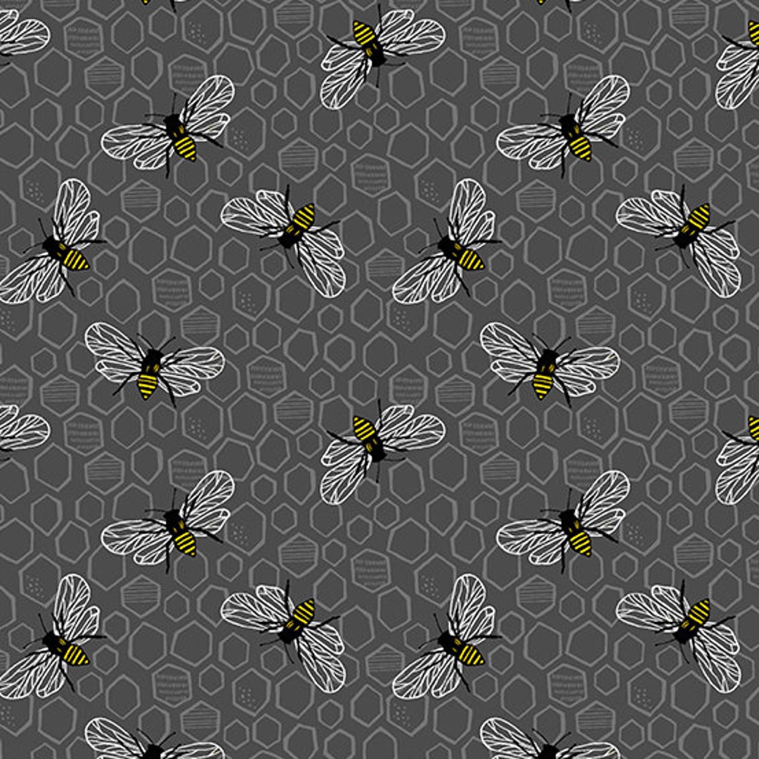 Sunny Bee - Bee and Comb Grey From Andover Fabrics - Etsy