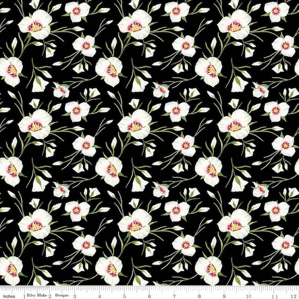 The Beehive State - Lilies Black by Shealeen Louise from Riley Blake Fabric