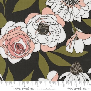 Botany - Cabbage Rose Large Black 11550 12 by Alli K Design from Moda Fabrics