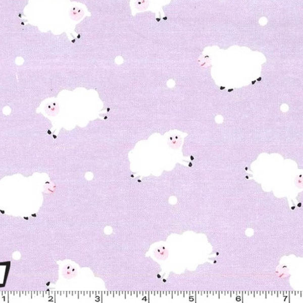 Little Lambs - Lavender  Cotton Flannel Fabric from Michael Miller