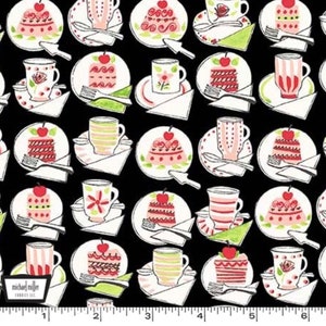 Kiss the Cook - Just Desserts Black from Michael Miller Fabric