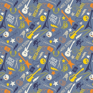 Rock On - Band Light Blue de Elizabeth Silver de Camelot Fabrics
